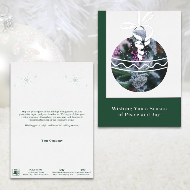 Green & White Silver Foil Business Holiday Card (Green & White Silver Foil Business Holiday Card
)