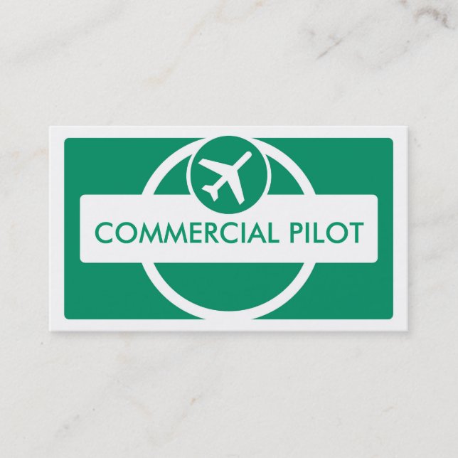 Green white simple custom pilot business cards (Front)