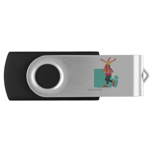 Green  White Simple Minimalist Happy Fathers Da Flash Drive