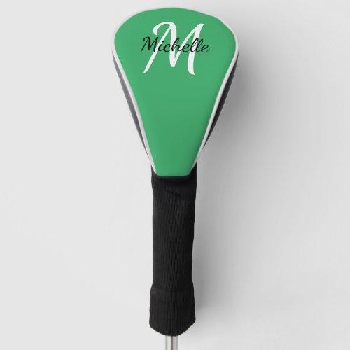Green  White Simple Monogram Classic Trendy Golf  Golf Head Cover