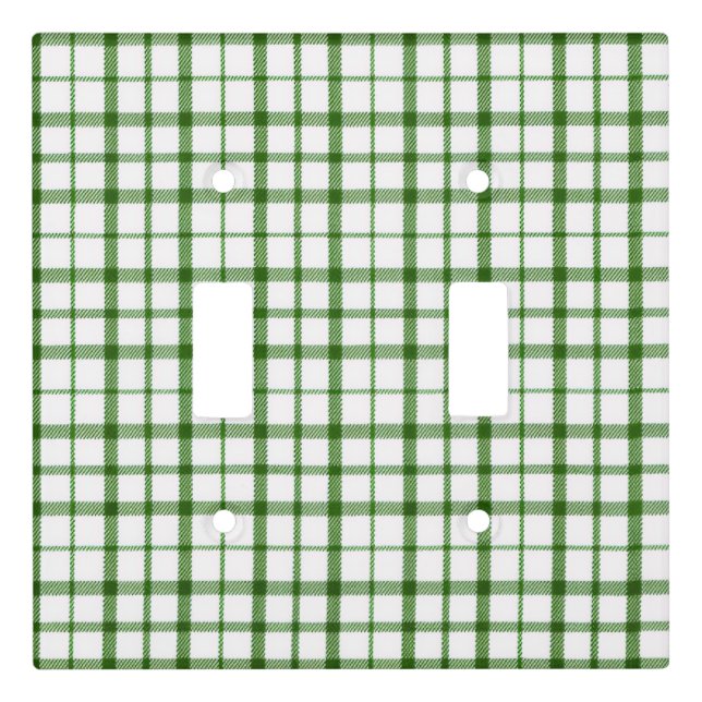 Green & White Small Checkered Light Switch Cover (Front)