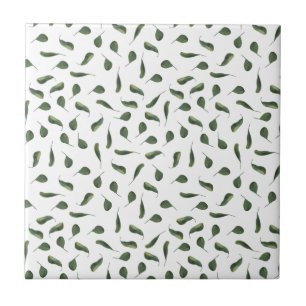 Green white small leaf jungle seamless pattern ceramic tile