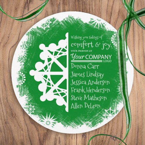 Green White Snowflake Business Holiday Card