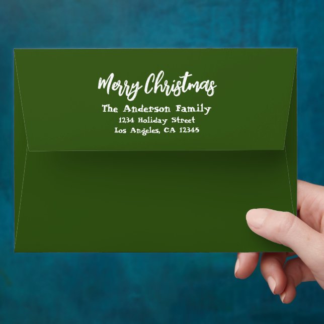 Green White Snowflake Christmas Envelope (Hand)