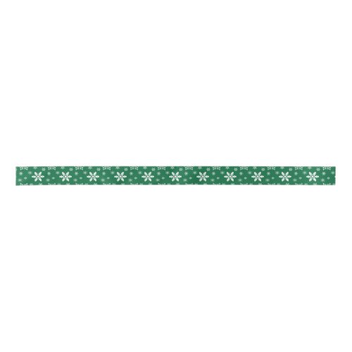 Green White Snowflakes Holidays Christmas  Satin Ribbon