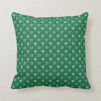 Green White Snowflakes Holidays Christmas  Throw Pillow