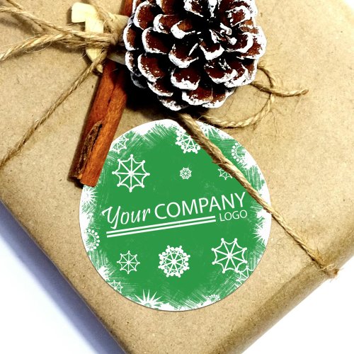 Green White Snowflakes Logo Company Sticker