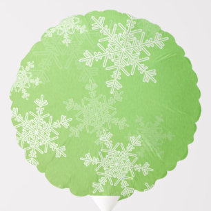 Green White Snowflakes Minimalist Christmas Balloon
