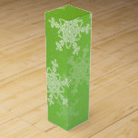 Green White Snowflakes Minimalist Christmas Wine Box<br><div class="desc">Stylish and modern festive packaging featuring a green background adorned with delicate white snowflakes. The intricate, lace-like snowflake design adds elegance and charm, perfectly capturing the joyful spirit of the holiday season. Ideal for wrapping gifts in a memorable and eye-catching way, whether in bags or boxes. This design combines functionality...</div>