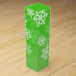Green White Snowflakes Minimalist Christmas Wine Box<br><div class="desc">Stylish and modern festive packaging featuring a green background adorned with delicate white snowflakes. The intricate, lace-like snowflake design adds elegance and charm, perfectly capturing the joyful spirit of the holiday season. Ideal for wrapping gifts in a memorable and eye-catching way, whether in bags or boxes. This design combines functionality...</div>