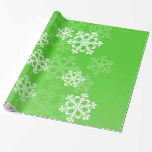 Green White Snowflakes Minimalist Christmas Wrapping Paper