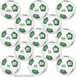 green white soccer 13 individually personalized sticker