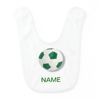 Green White Soccer Ball Baby Bib