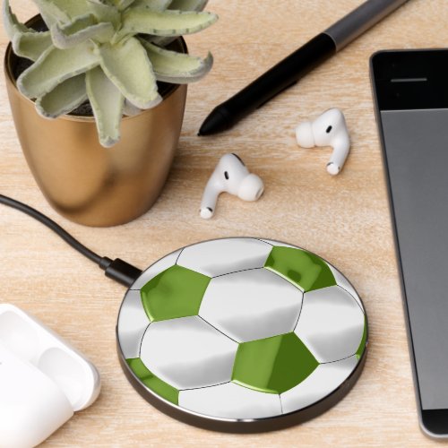 Green White Soccer Ball Futbol Wireless Charger