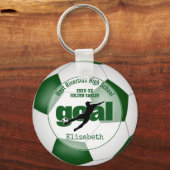 green white soccer ball goal girls' team spirit keychain (Front)