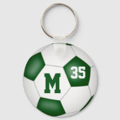 green white soccer ball goal girls' team spirit keychain (Back)