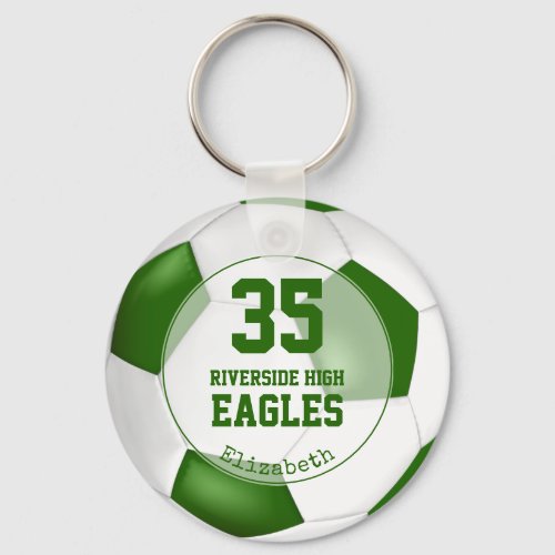 green white soccer ball w team colors sports keychain