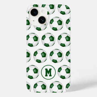 green white soccer balls pattern monogrammed Case-Mate iPhone 14 case