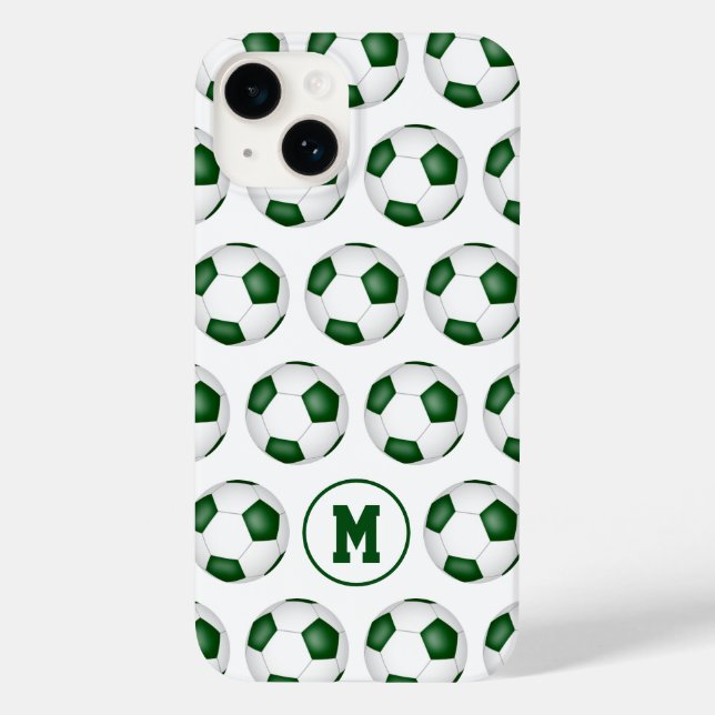 green white soccer balls pattern monogrammed Case-Mate iPhone case (Back)