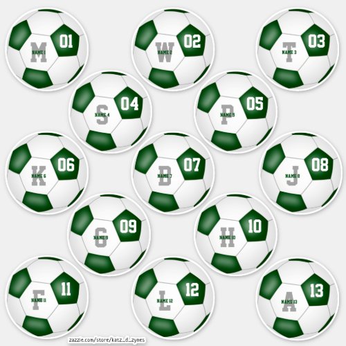 green white soccer end of season party set of 13 sticker