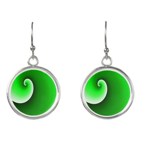 Green White Spiral Gradient Earrings