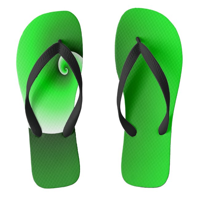 Green White Spiral Gradient Flip Flops (Footbed)
