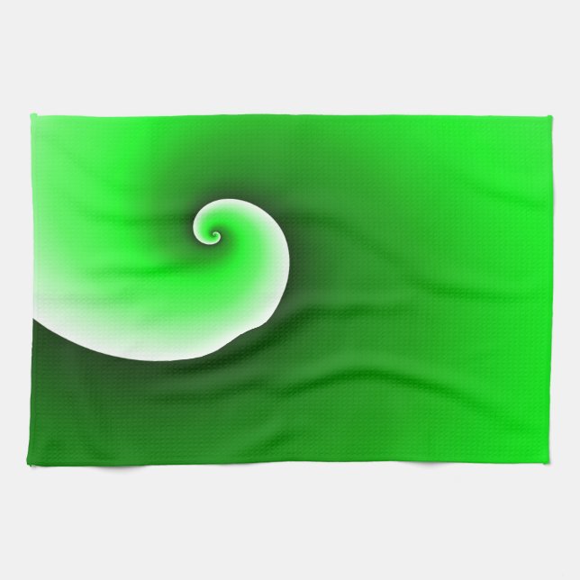 Green White Spiral Gradient Kitchen Towel (Horizontal)