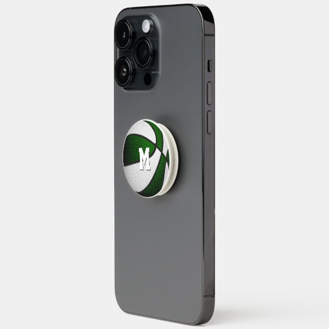 green white sports basketball team colors PopSocket (Left)