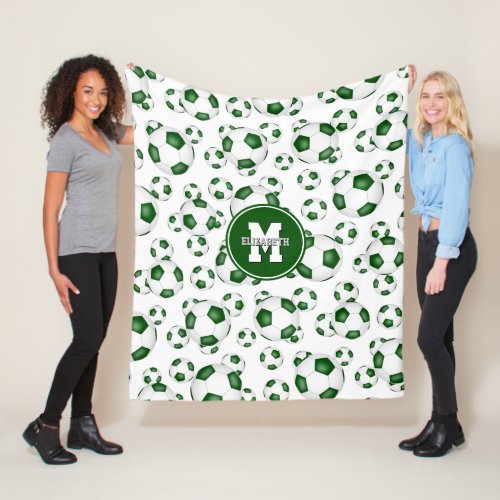 green white sports girls boys soccer room decor fleece blanket