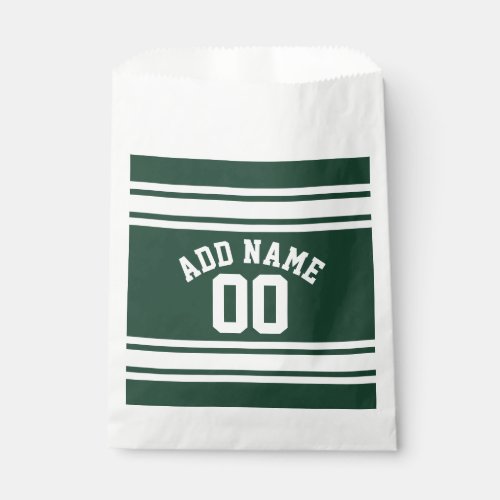 Green White Sports Jersey with Name and Number Favor Bag