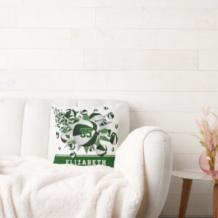 green white sports room girls basketballs stars throw pillow