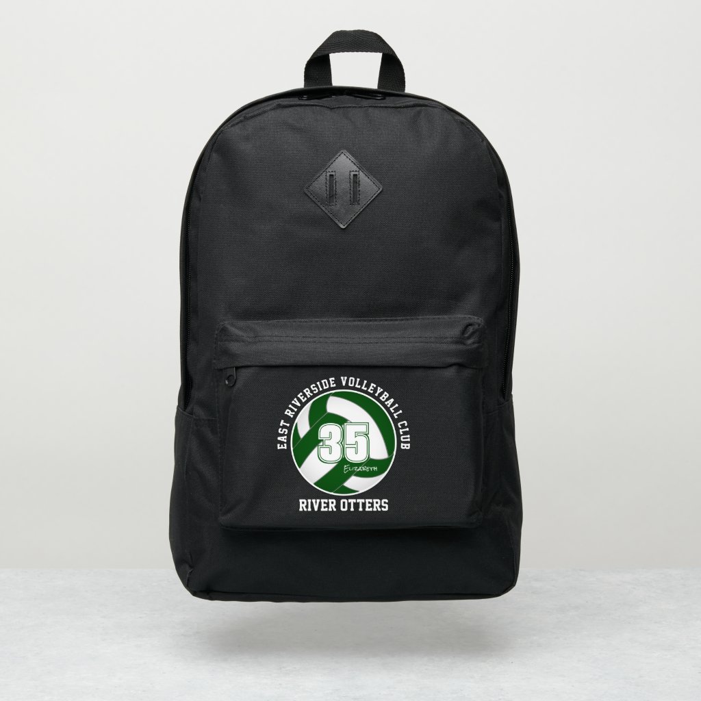 green white sports team colors volleyball player backpack