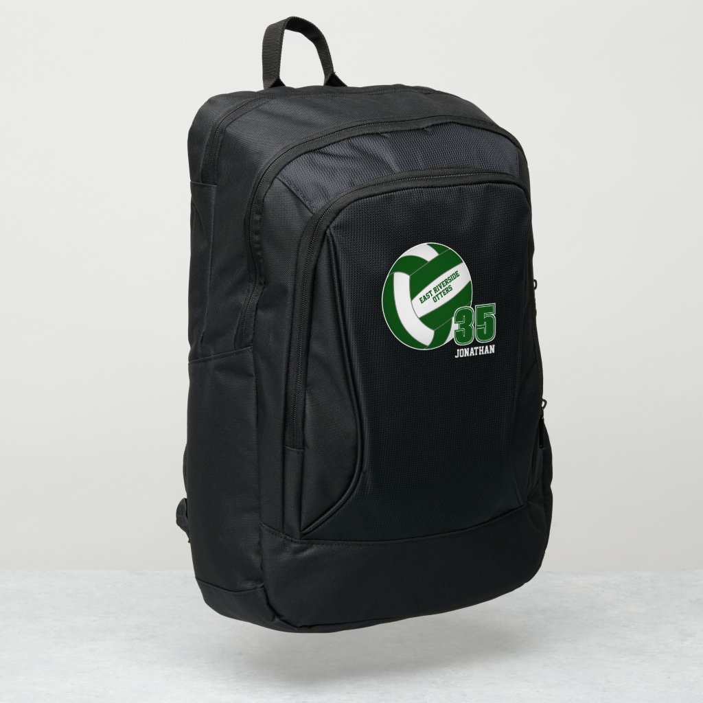 Green white sports team colors volleyball backpack