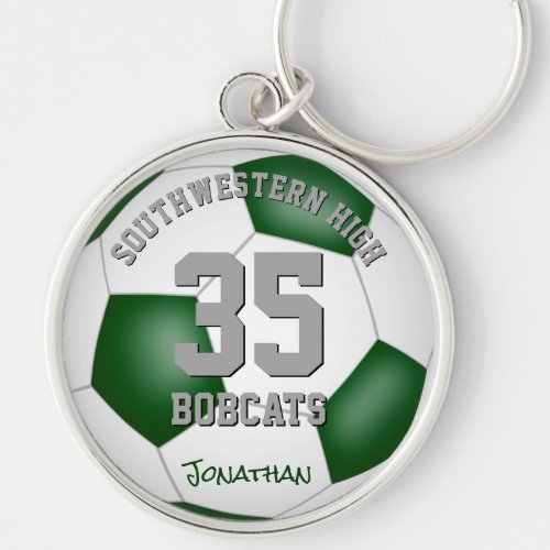 green white sporty team colors boys girls soccer keychain