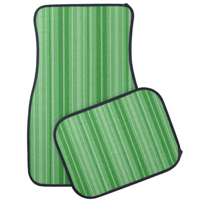 Green White Stripe  Car Floor Mat (Set)