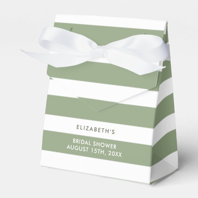 Green White Stripe Pattern Bridal Shower  Favor Boxes (Front Side)