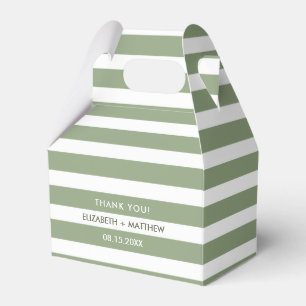 Green White Stripe Pattern Wedding Favor Boxes