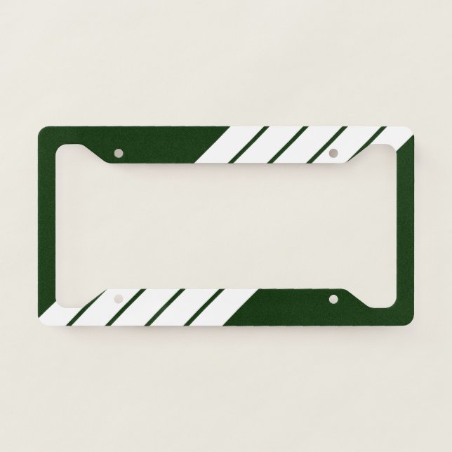 Green White Striped 70s 80s Classic Retro Stripes License Plate Frame (Front)