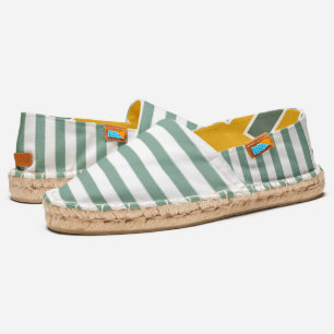 Green & White Striped Espadrilles