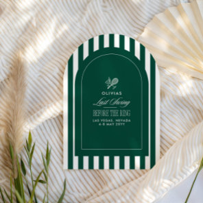 Green & White Striped Last Swing Before the Ring Invitation