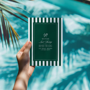 Green & White Striped Last Swing Before the Ring Invitation