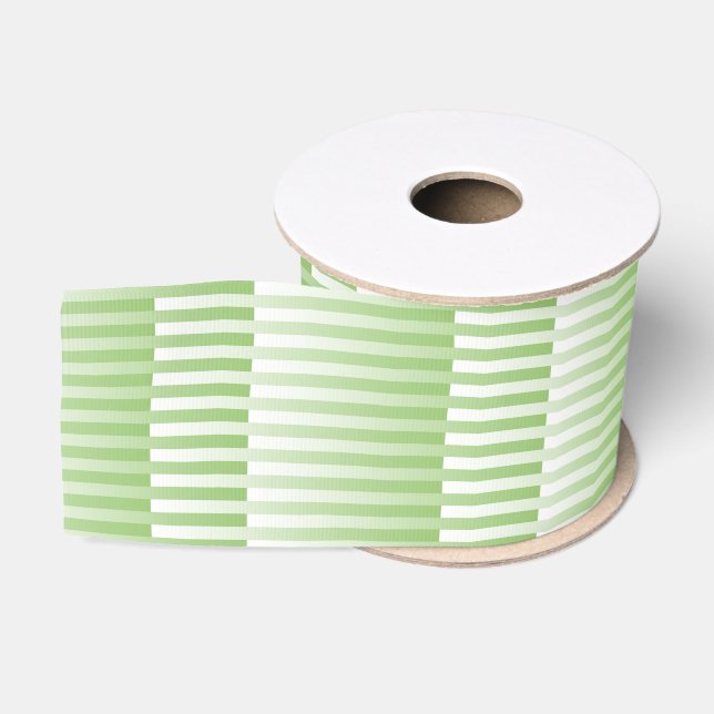 Green White Striped Pattern  Grosgrain Ribbon (Spool)