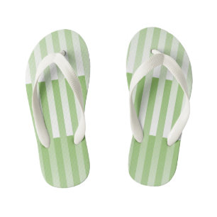 Green White Striped Pattern  Kid's Flip Flops