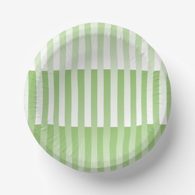 Green White Striped Pattern  Paper Bowls (Front)