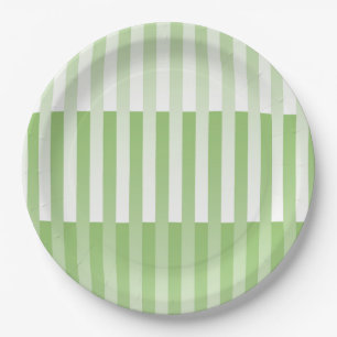Green White Striped Pattern  Paper Plates