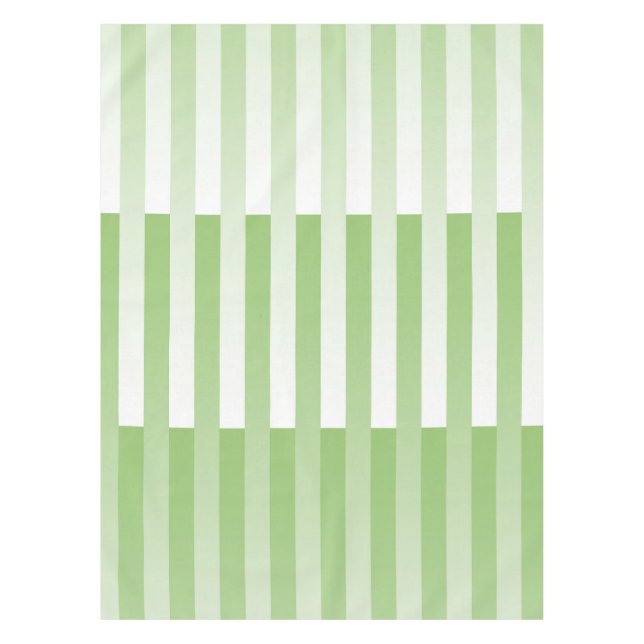 Green White Striped Pattern Tablecloth (Front)