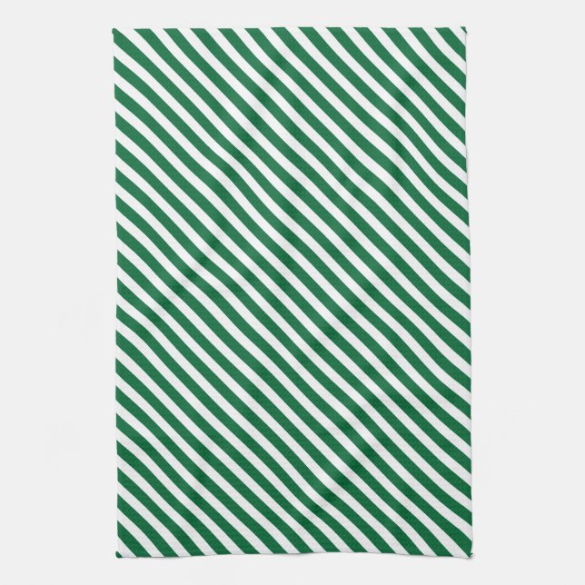 Green & White Striped Pattern Towel (Vertical)