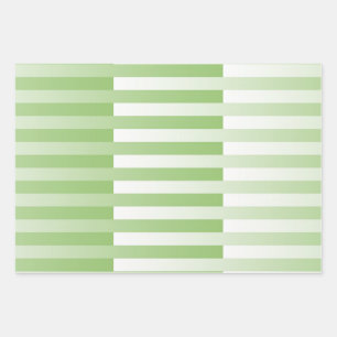 Green White Striped Pattern Wrapping Paper Sheets