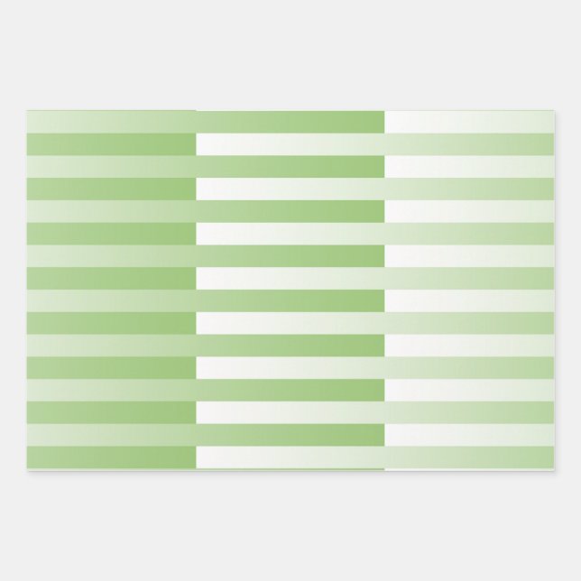 Green White Striped Pattern  Wrapping Paper Sheets (Front)