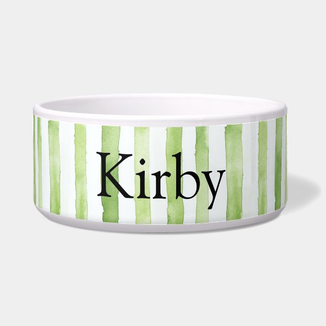 Green White Stripes  Bowl (Front)